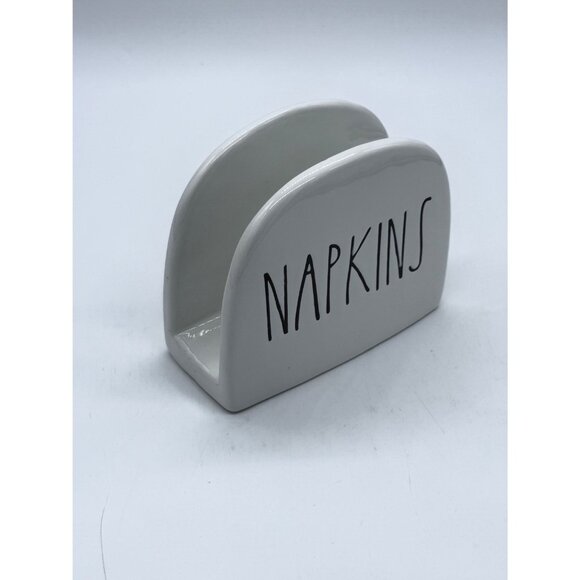 Ceramic Brighter Barns White  Napkin Holder With "Napkins" in Black Text - Picture 6 of 7